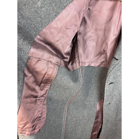 Vintage 1960s ES Levy Wool Coat Gray Overcoat Men's Long Lined Large Galveston - Picture 5 of 6